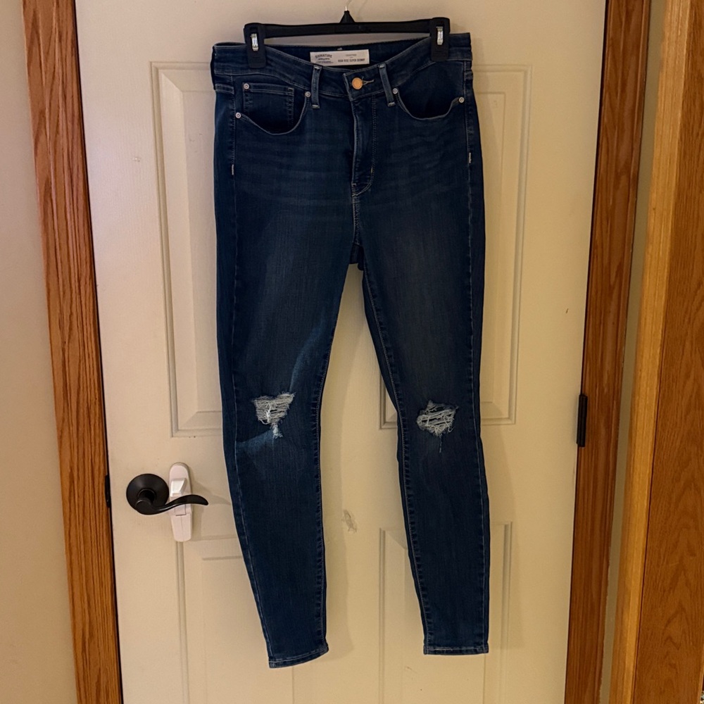 Signature by Levi Strauss High Rise Super Skinny Distressed Jeans -  Size 10